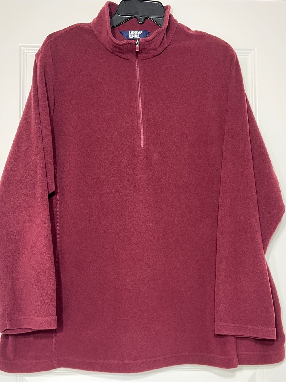 Lands’ End Womens 2X Burgundy Fleece Quarter Zip Pullover Jacket Plus Size